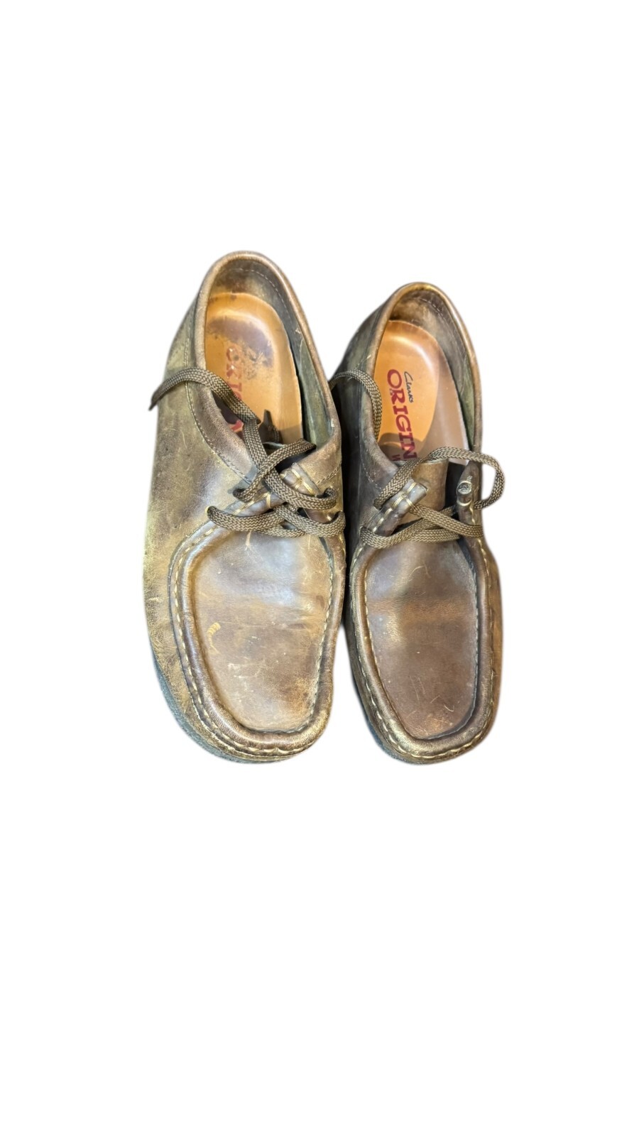 SAOLA Scarpe uomo Clarks originali Wallabee vecchia scuola suola crepe pelle marrone taglia 9M