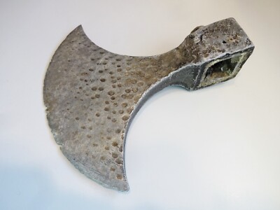 Vtg Antique OLD METAL BROAD BATTLE AXE HEAD Pitted Blade 6'' Long Square Socket