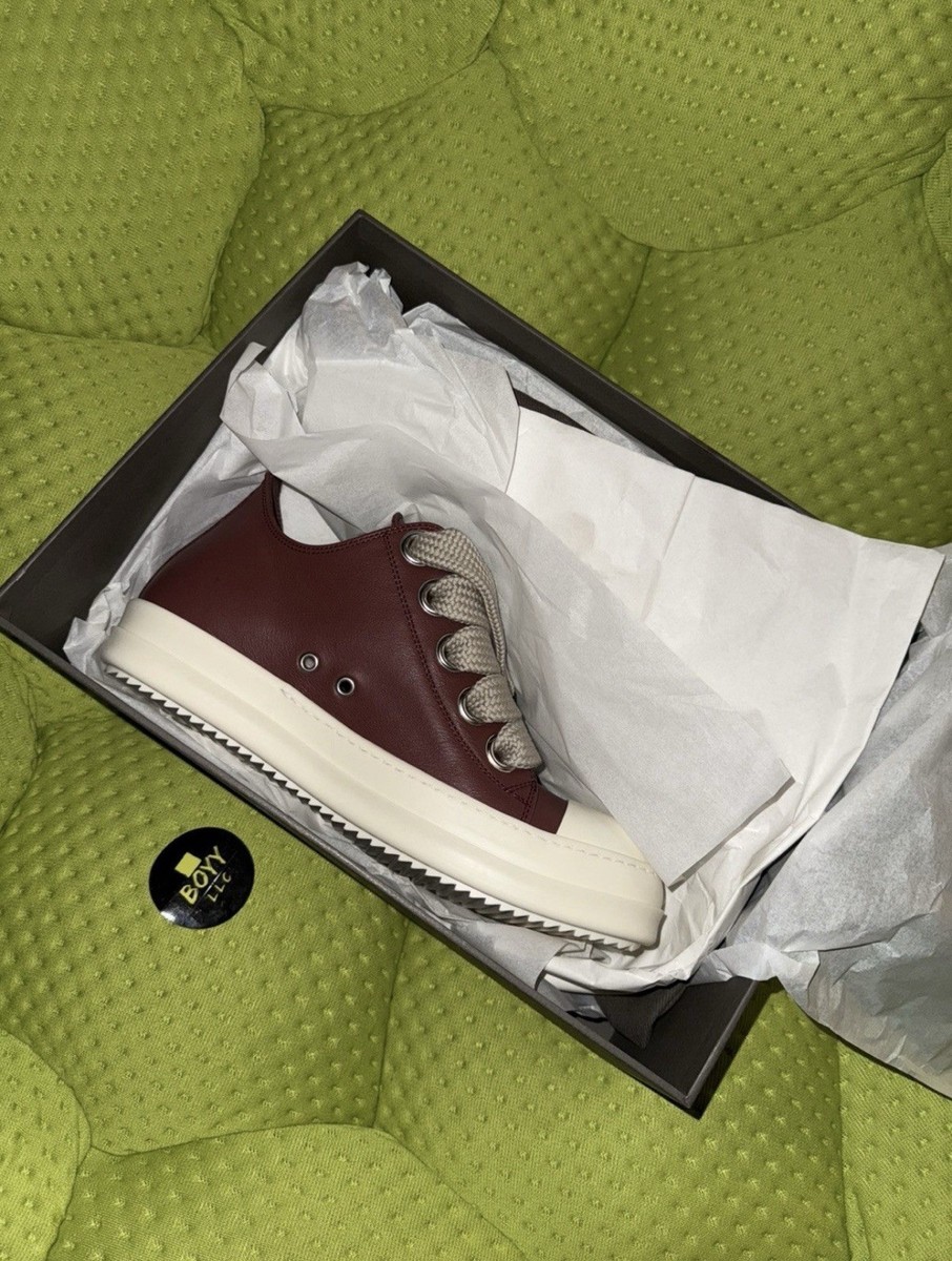 Rick Owens Jumbo Laces Low Top Sneakers Rosewood Size 8 | eBay