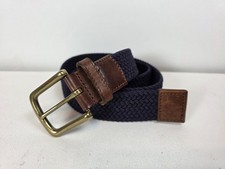 L.L. Bean Dark Blue Elastic Belt Solid Brass Buckle Size 34 Made in USA