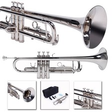 New School Band B Flat Silver Bb Trumpet for Concert Band with Case