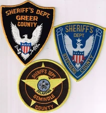 Pick 1 old style OK Co. Sheriff patch: Greer/Seminole/Stephens - BEVo woven
