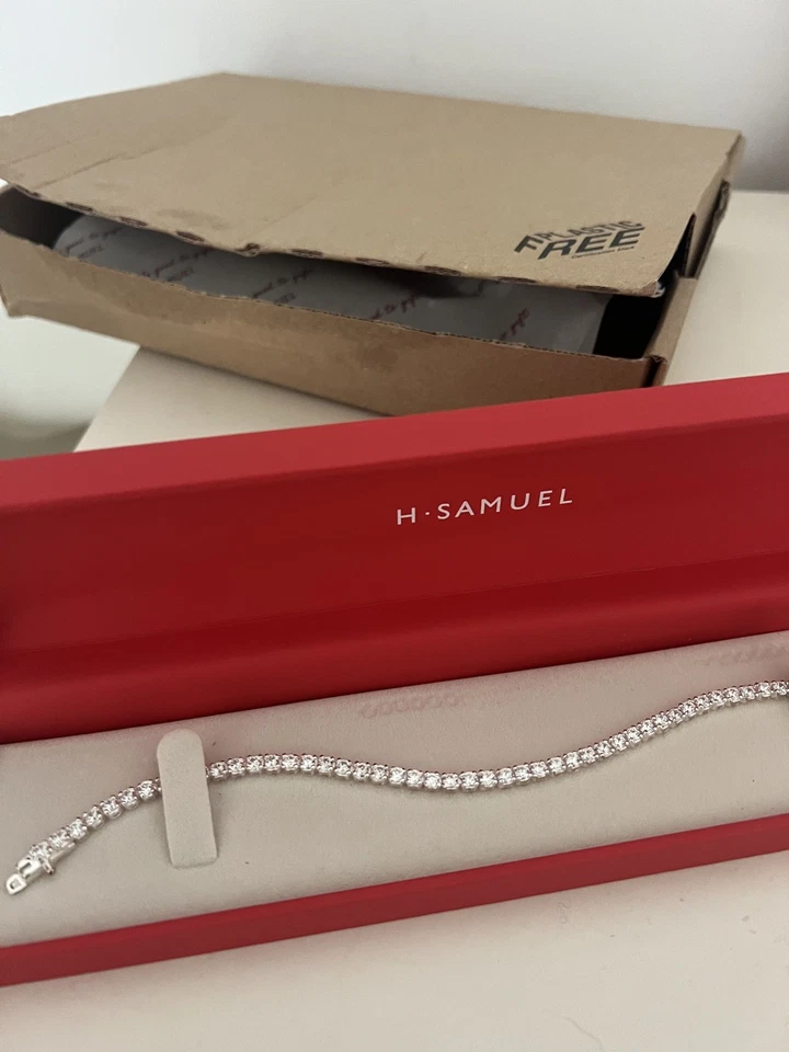 H Samuel sterling silver tennis bracelet, Jewellery gift, Xmas, eid. Brand new — 第 4/4 张图片