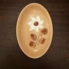 Moulins des Loups MDL Handmade Vintage French Stoneware Oval Dish White Flower