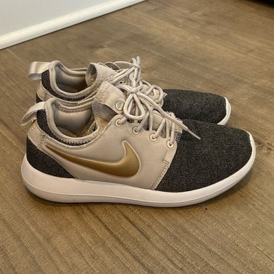 Nike Roshe Women's Two knit sneakers-gray/beige/cream/gold-7
