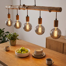 Pendelleuchte Hängelampe Holzleuchte Lampe Landhaus Esszimmer 5 flammig L 100 cm