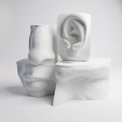4PK - Comprehensive Human Head Anatomy Reference: Facial (Nose, Ear,Mouth, Eye)