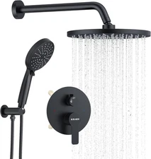 KOJOX Shower System- High Pressure 10''-3 Setting Head, Matte Black