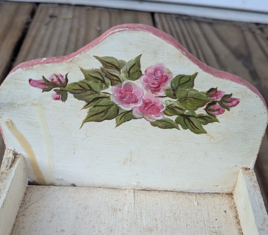 Cama de muñeca hecha a mano de madera pintada a mano doble 1:6 con mantas hechas a mano vintage Foto 2 de 4