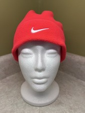 Nike Fleece Winter Hat Beanie w/ Center Swoosh Logo Embroidery Bright Orange