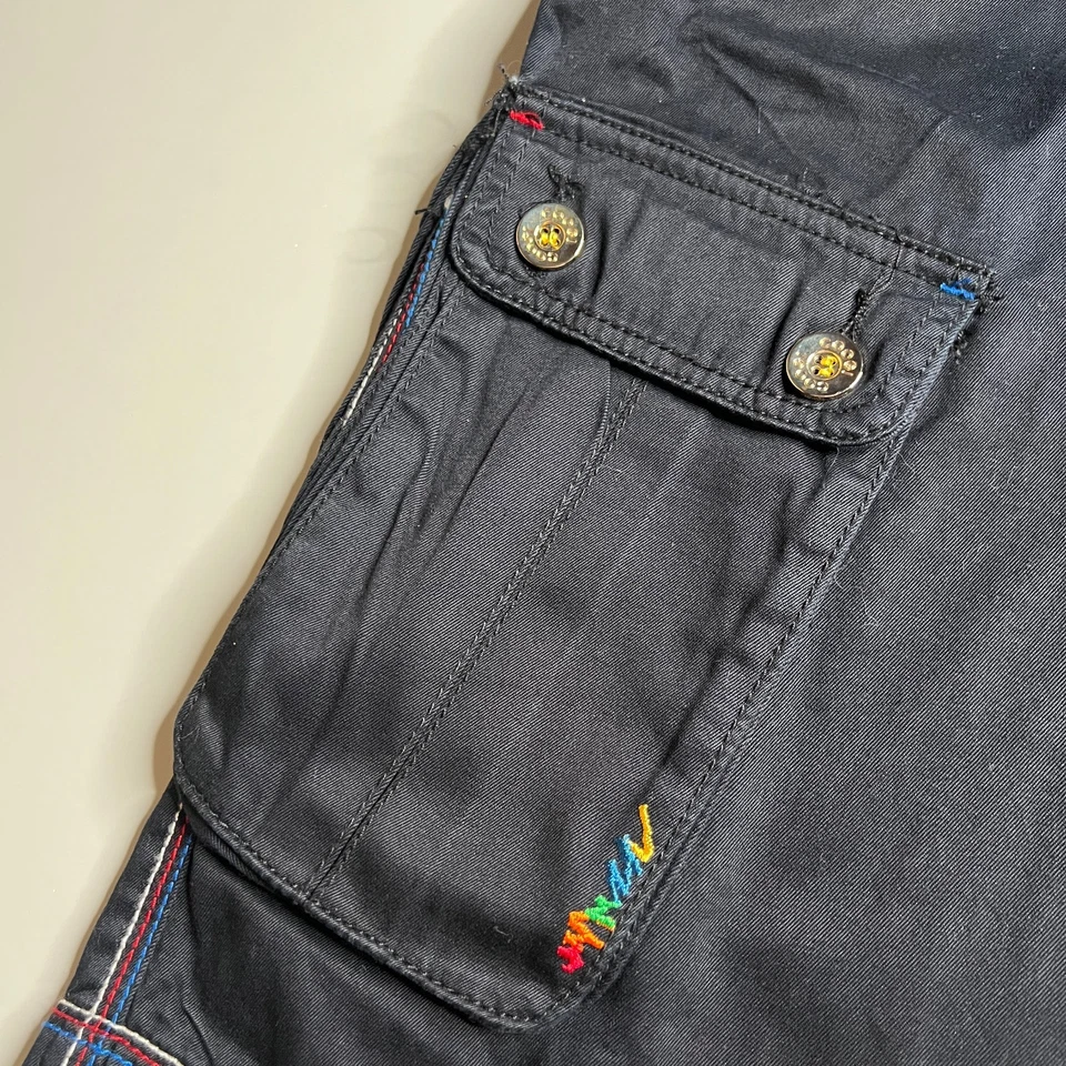 Pantalones Cortos de Carga Coogi Para Hombres Y2k De Colección Negros Multicolor Puntada Bordada Logo W36 Foto 4 de 4
