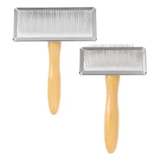 Wool Carder Brush 1 Large and 1 Medium, Silver/Wood Color