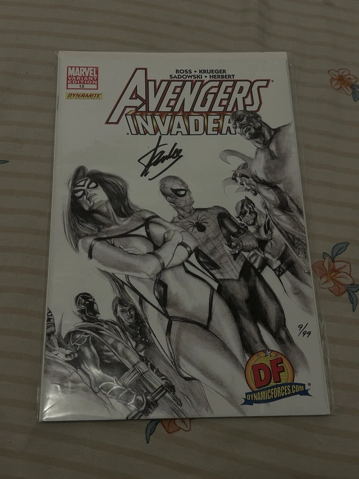Marvel Comics Avengers/Invaders #12 Variant DF signé Stan Lee + certificat - Photo 1/3