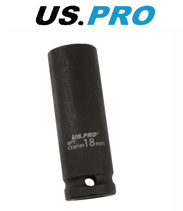 US PRO 1/2"" Drive 18mm Deep Impact Socket 6PT CR-V 78mm Heavy Duty Metric - Image 2