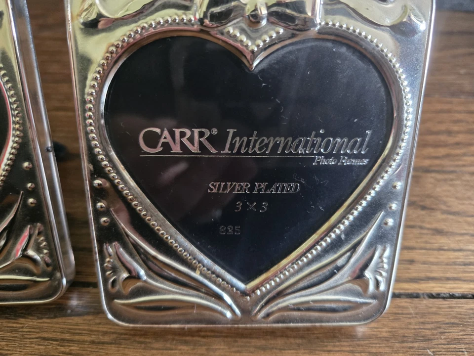 2 Carr International Silver-Plated Heart 3x3 Elegant Embossed Picture Frame - Image 2 of 4