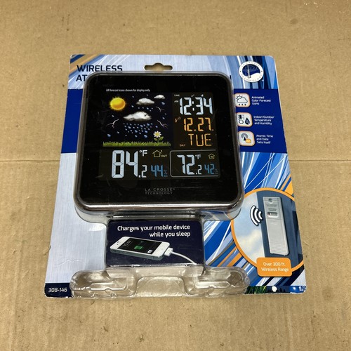 Lacrosse Technology 308-146 Wireless Atomic Color Weather Station w USB Charging