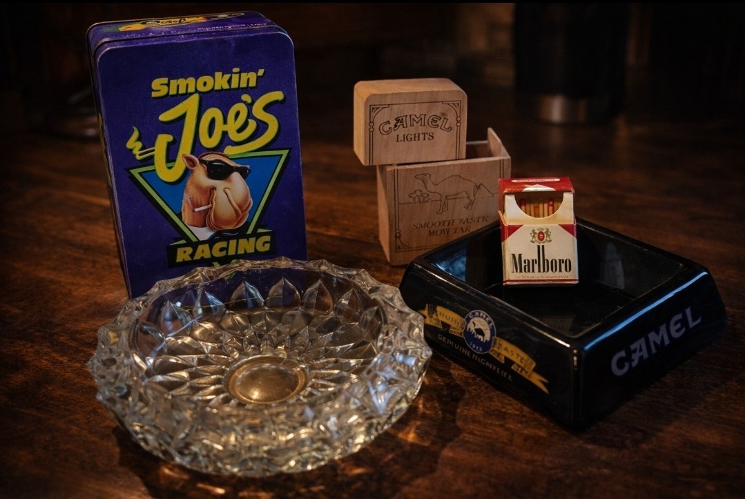 VTG Tobacciana Lot Camel Marlboro Smokin Joe’s Ashtrays Matches Retro Smoking Ad