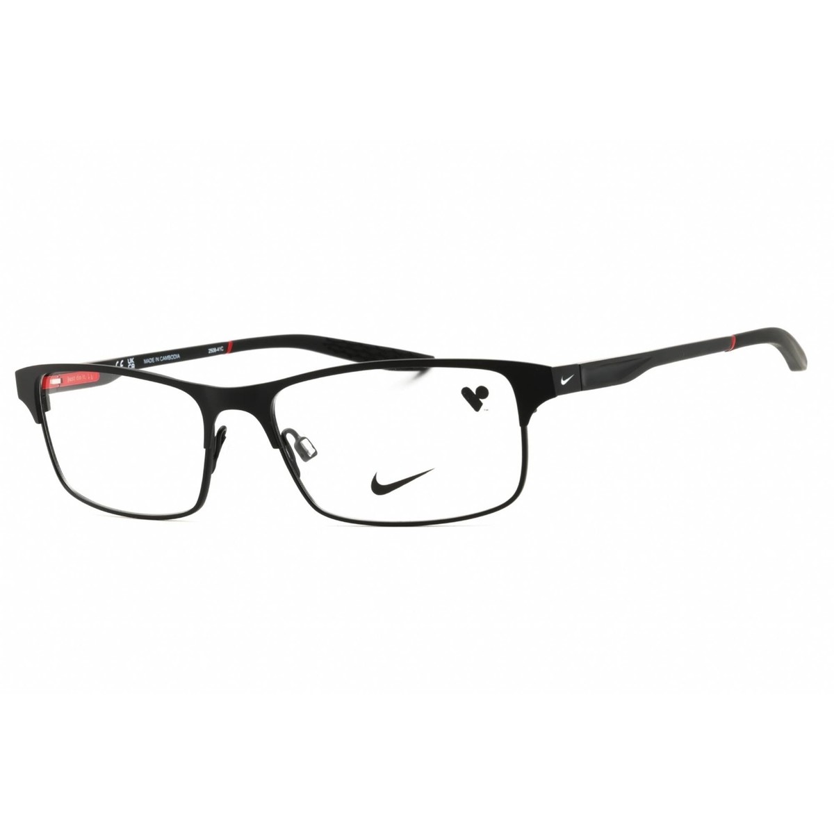 Nike Unisex Eyeglasses Satin Black/Black Metal Rectangular Frame