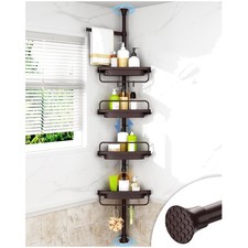 Rustproof Stainless Pole Corner Shower Caddy, 4-Tier Shelves