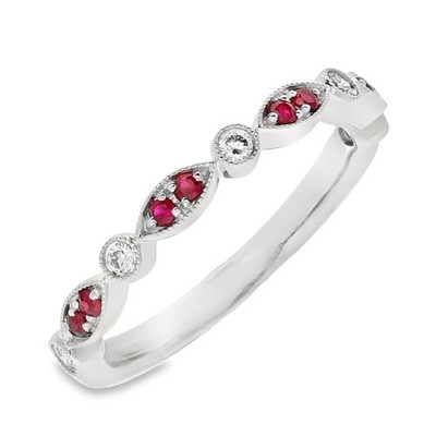 Damenring 18 kt Weißgold Rubin & Diamant