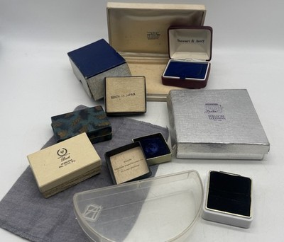 Vintage Presentation Jewelry Ring Boxes Lot 10 Various Materials And Colors