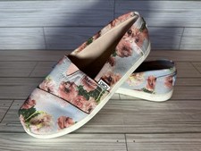 Toms Alpargata Pink Blue Floral Print Slip On Sneaker Shoe Youth Size 5/EU 37