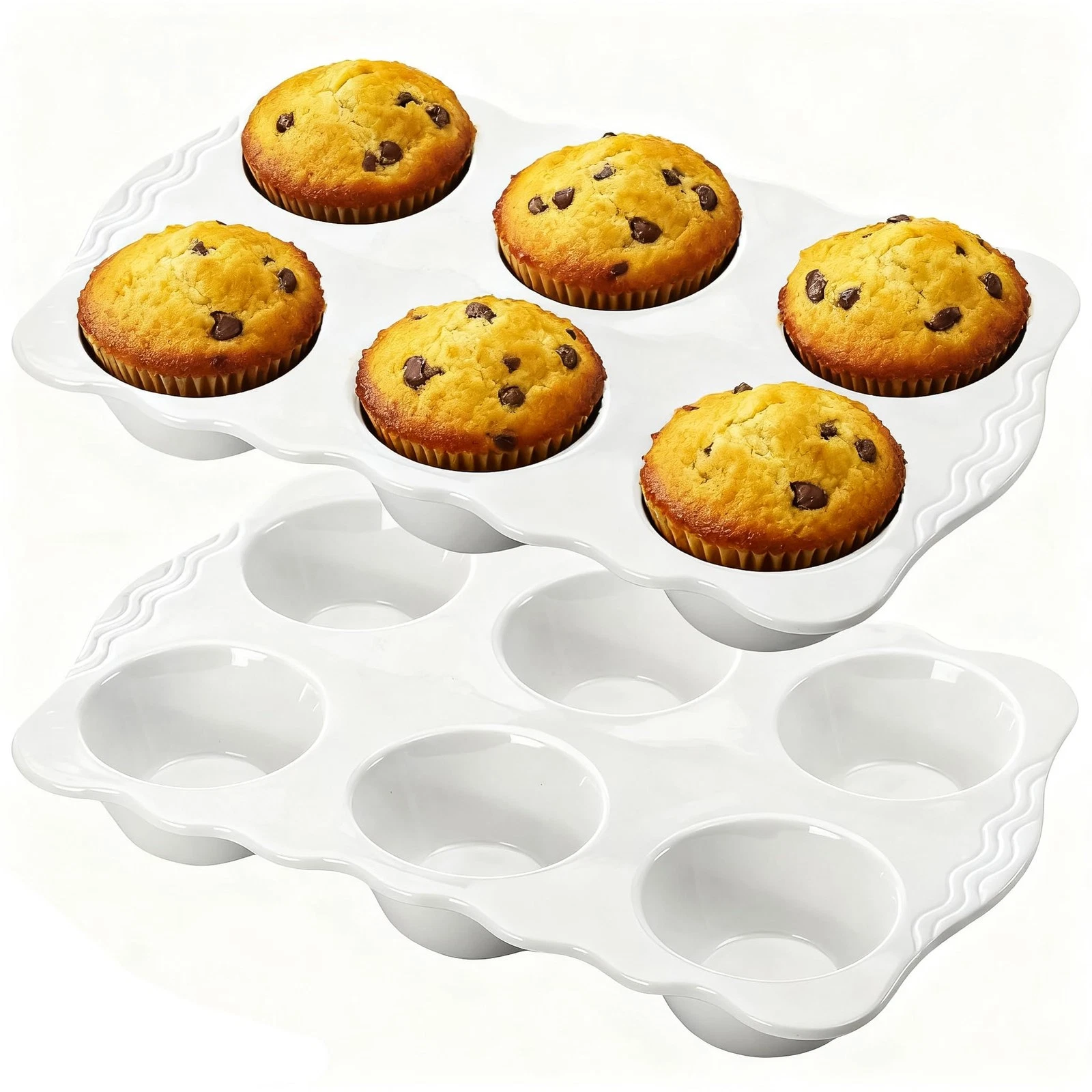 Hiceeden 2 Pack Ceramic Muffin Pans, 6 Cups Nonstick Muffin Tin Cupcake Bakin...