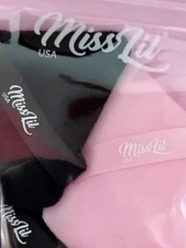 PINK/BLACK POWDER PUFF Soft Face Makeup Sponge 2" Triangle Velour 6pc Set SEALED