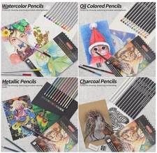 80 Pack Drawing Set Sketching Kit, Pro Art Supplies with 3-Color Sketchbook