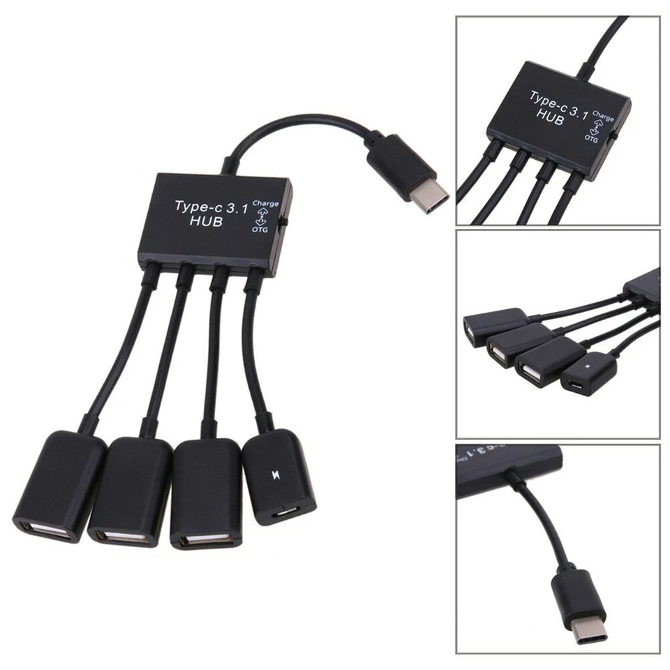 4in1 USB 3.1 Type-C to Multi Port USB 2.0 OTG Host HUB Adapter Charging Cable AU - Image 2 of 4