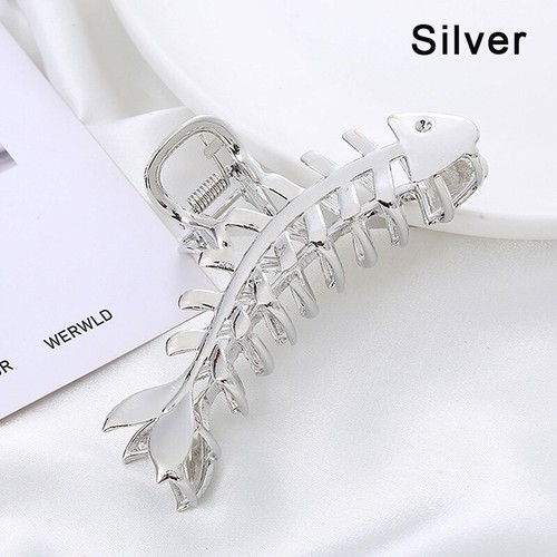 Large Metal Hair Claw Clip Fish Bone Irregular Hairpins Punk Style Silver Hair C - Picture 6 of 10