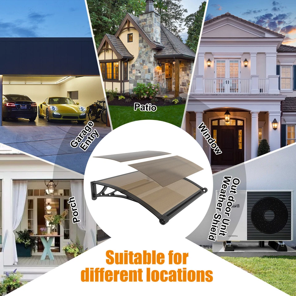 Vordach für Haustür Haustürvordach Pultvordach Große Dachrinne Outdoor 80-350cm - Bild 4 von 4