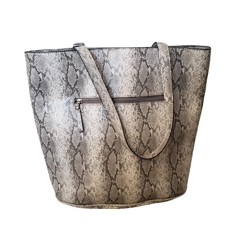 Joe's Gray Snakeskin Print Tote Bag Medium Size Perfect For Flight - Изображение 2 из 4