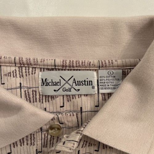 Michael Austin Golf Club Pattern Mens Polo Shirt Multicolor Short Sleeve L - Picture 4 of 5