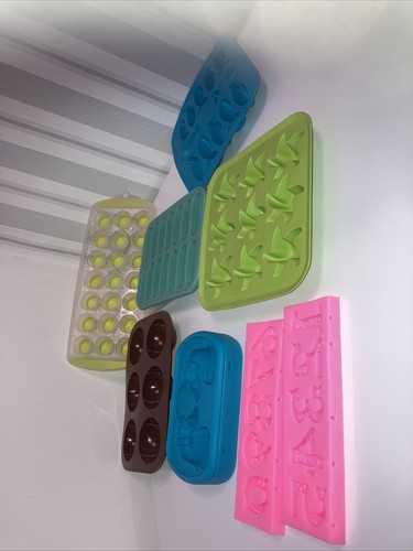 Job Lot 8 Silicone Plastic Moulds Chocolate Wax Melts Soap Candle Crafting DIY - Picture 1 of 12