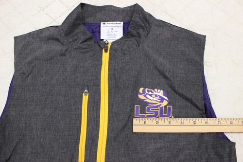 Champion LSU Mens size M gray and purple full zip nylon vest - Picture 6 of 13