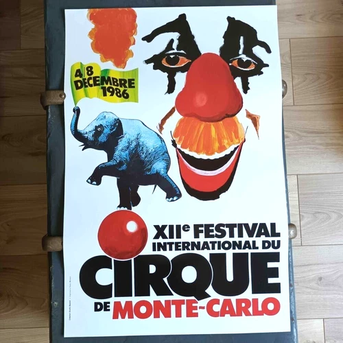 Authentic Vintage MONACO Festival CIRQUE MONTE CARLO 1986 60X40 POSTER Poster