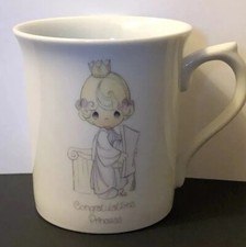 Precious Moments Mug Congratulations Princess Glass Coffee Cup Vintage 1985