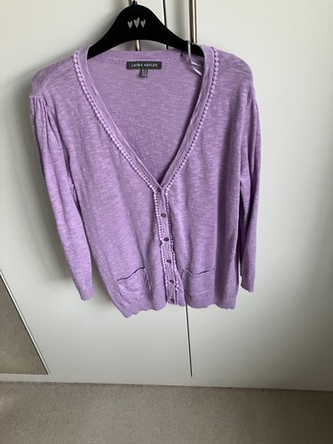 REDUCED Laura Ashley Lilac Linen Cotton Blend V Neck Cardigan UK 12 New