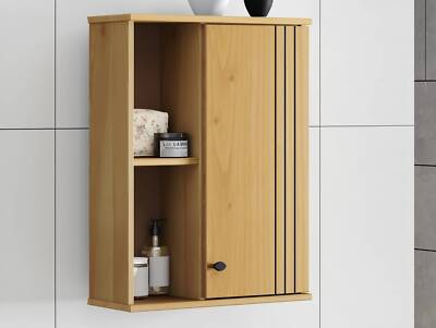 Bad-Hängeschrank Badschrank Badezimmerschrank AYKO Massivholz Kiefer eichefarbig