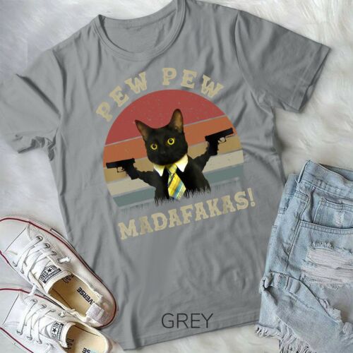 Cat Vintage PewPewPew Madafakas Cat Crazy Pew Vintage Unisex Form T-Shirt - Picture 3 of 11