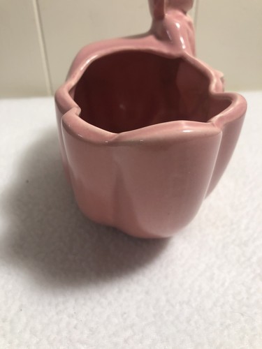 Vintage PINK Ceramic Spiral Shell w/Boy PLANTER - Picture 4 of 8
