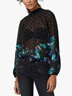 velvet dot sheer top