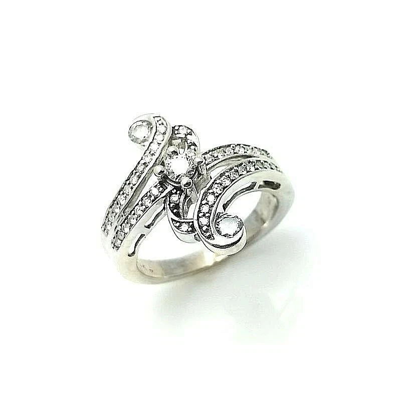 0.50 cttw. Natural Diamond Engagement Ring 14k Solid Gold Journey size 6 - Image 4 of 4