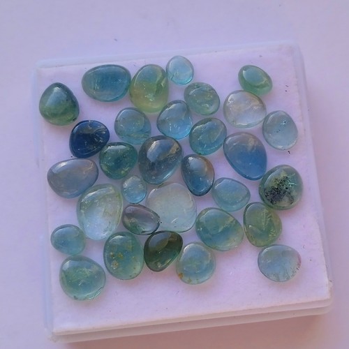 17 Carat Natural Blue Bi Color Tourmaline Smooth Rose Cut Slice 31 Piece Lot - Picture 22 of 24