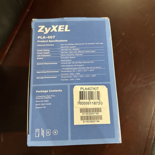 ZyXEL - Powerline Adapter (200 Mbps/PLA-407 ) Pass-Thru Ethernet Adapter Kit - Picture 4 of 12
