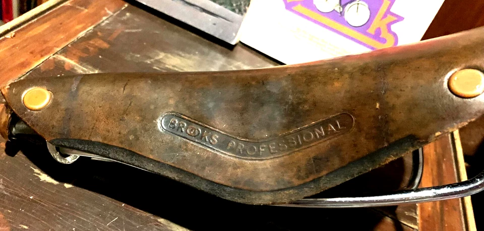 复古 1967 年布鲁克斯专业皮革马鞍适用于 Campagnolo Raleigh 棕色 — 第 2/4 张图片