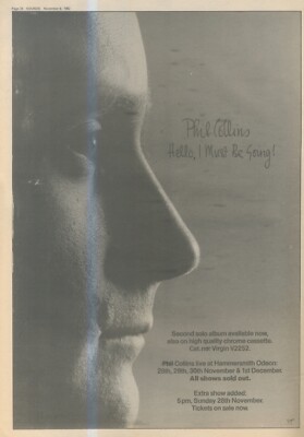 ANEW20 WERBUNG 15X11 PHIL COLLINS: HALLO. ICH MUSS GEHEN ALBUM