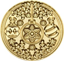 Ornaments with Snowflakes and Stars inside Greenery Border - Wax Seal Stamp head