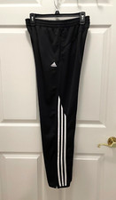 Adidas Climalite Athletic Pants 3 Stripe Unisex Kids XL Black w/Zip Up Leg